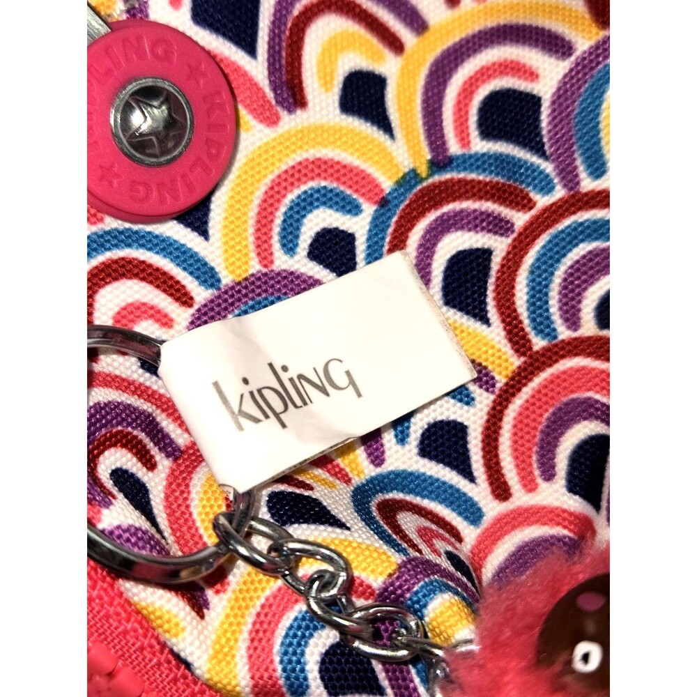Kipling Rainbow Print Backpack Pink Multicolor Sc… - image 7